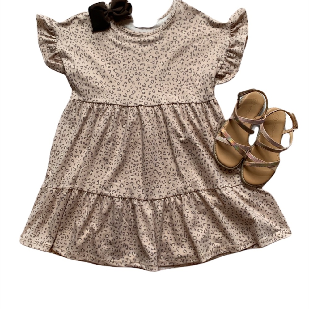 12 PM by Mon Ami Peach leopard babydoll dress